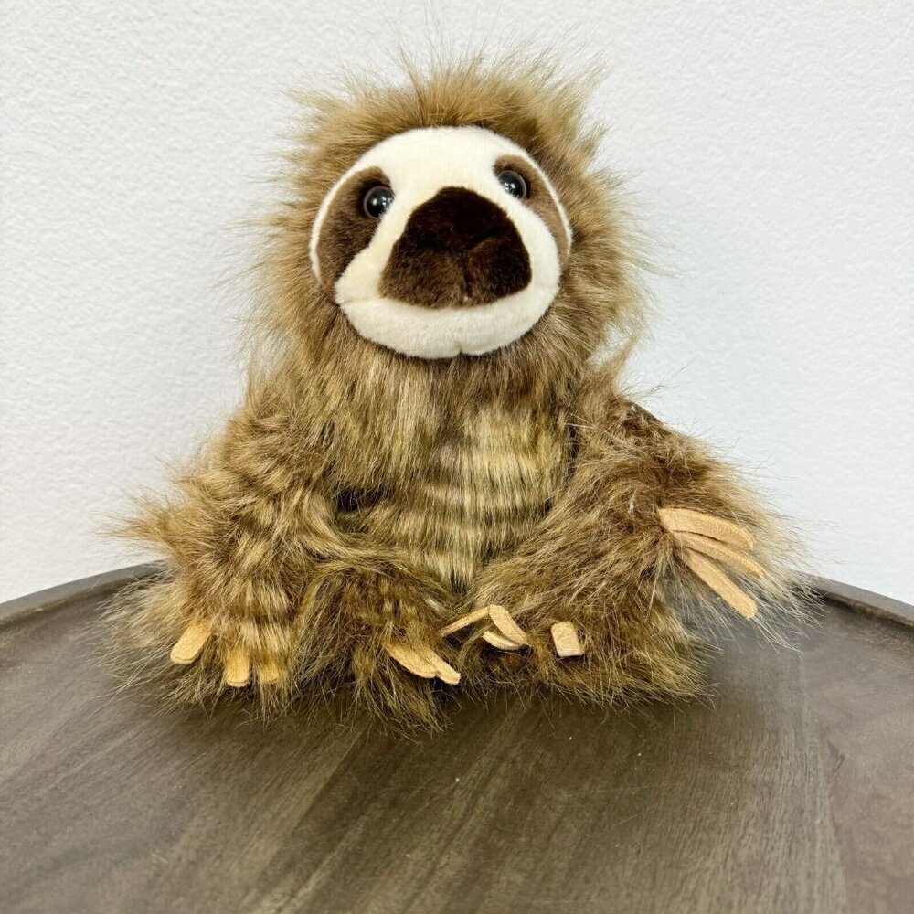 Aurora Luxe Boutique Mandra Sloth Long Fur Hair Brown Stuffed Toy Animal Small